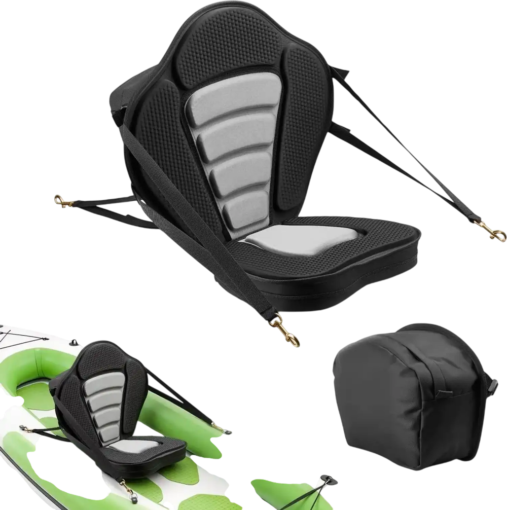 VEVOR Kayak Seat, 1 Pack 2.6" Thick, Universal Paddle Board Seat with Back Support, Sit-on-Top Soft Padded Cushion with Storage Bag & Adjustable Straps for SUP, Canoe, Fishing Boat, Inflatable Kayak