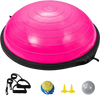 VEVOR Half Exercise Ball Trainer, 26 inch Balance Ball Trainer, 1500lbs Capacity Stability Ball, Yoga Ball with Resistance Bands & Foot Pump, Strength Fitness Ball for Home Gym Full Body Workout, Pink