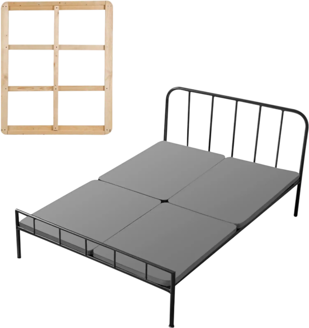 VEVOR Queen Size Bunkie Board, 1.5 in Bed Board Slats with 200D Oxford Cloth, Wooden Mattress Support for Queen Size Bed, Easy Assembly Support under Mattress, 4 Piece, Gray