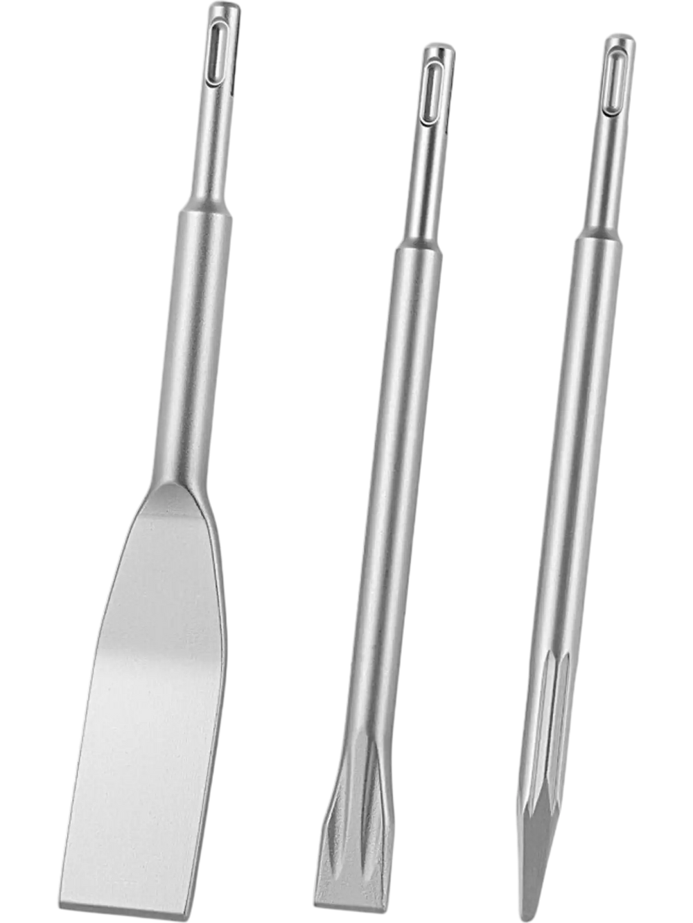 VEVOR SDS Plus Chisel Set, 3 pcs SDS Plus Rotary Hammer Drill Attachments, Includes Point, Flat, & Angled Spade Chisels, Heat Treated 40Cr Alloy Steel, Sharp Edge for Demolition, Concrete and Brick