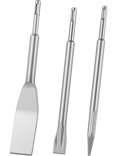 VEVOR SDS Plus Chisel Set, 3 pcs SDS Plus Rotary Hammer Drill Attachments, Includes Point, Flat, & Angled Spade Chisels, Heat Treated 40Cr Alloy Steel, Sharp Edge for Demolition, Concrete and Brick