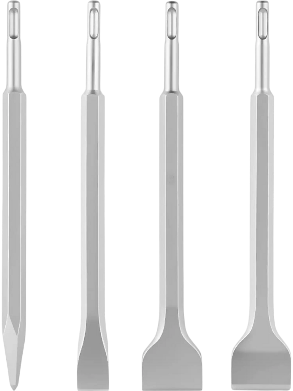 VEVOR SDS Plus Chisel Set, 4 pcs SDS Plus Rotary Hammer Drill Attachments, Includes Point, Flat, & Angled Spade Chisels, Heat Treated 40Cr Alloy Steel, Sharp Edge for Demolition, Concrete and Brick