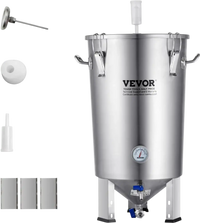 VEVOR 304 Stainless Steel Kettle, 8 GALLON Beer Brew Fermentor, Brew Bucket Fermentor for Brewing, Home Brewing Supplies with Base, Kettle Stock Pot Includes Lid, Handle, Valve, Spigot, Thermometer