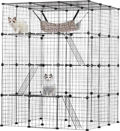 VEVOR Large 4-tier Cat Cage, 41 x 41 x 55