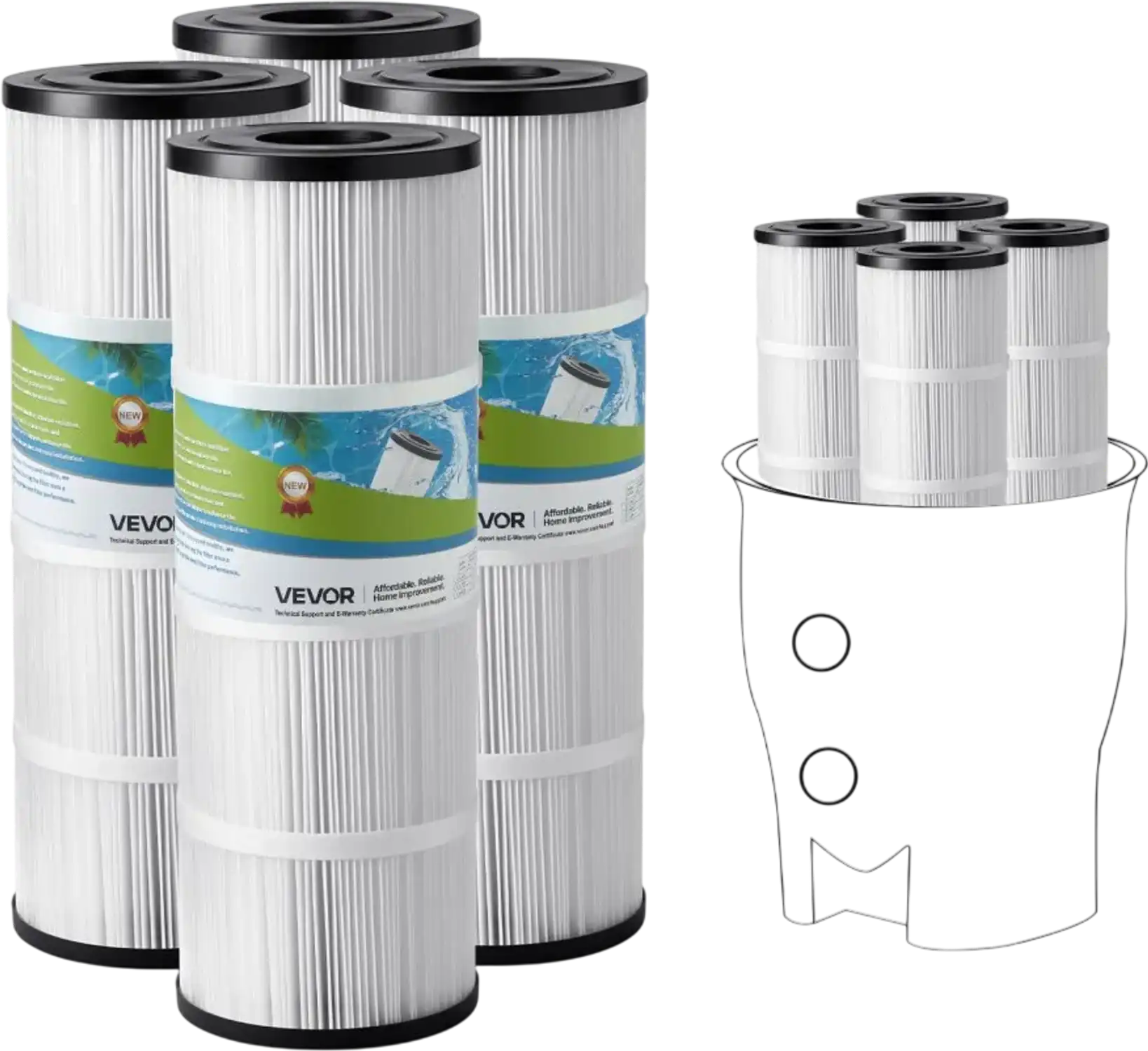 Vevor Pool Filter Cartridge 4-Pack 80 sq ft Spa Hot Tub Replacement New