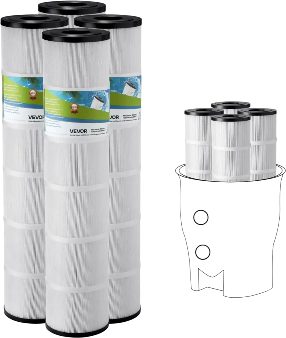 VEVOR Pool Filter Cartridge, 4x 130 Sq. Ft, Spa Hot Tub Filter Cartridge Replacement, Compatible with Pentair CCP520, R173578,  PCC130, Secure for Kids & Pet, Trilobal Pleated,  Easy to Clean