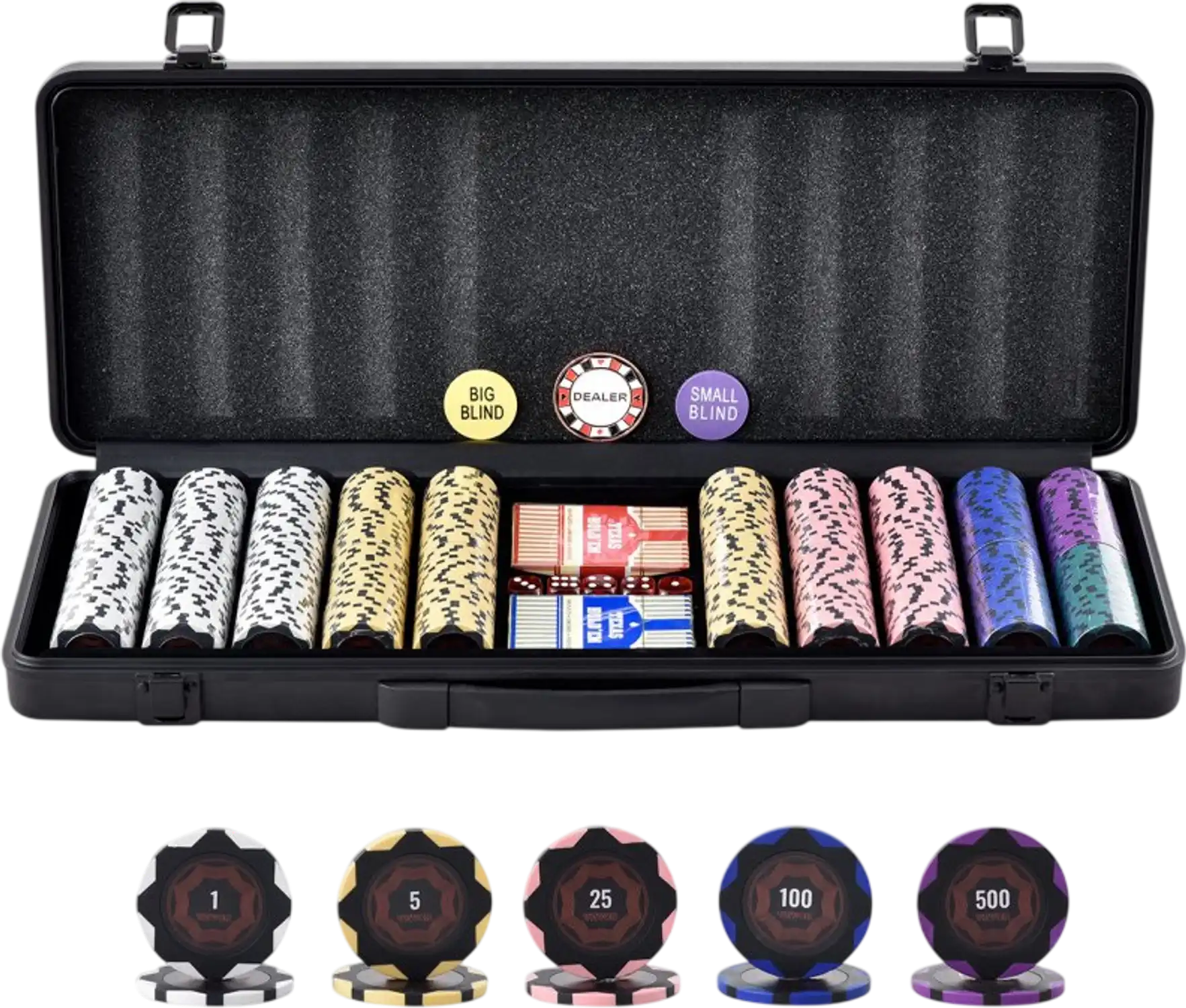 Vevor Poker Chip Set 500-Piece Casino Clay Chips with Carrying Case New