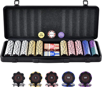 Vevor Poker Chip Set 500-Piece Casino Clay Chips with Carrying Case New