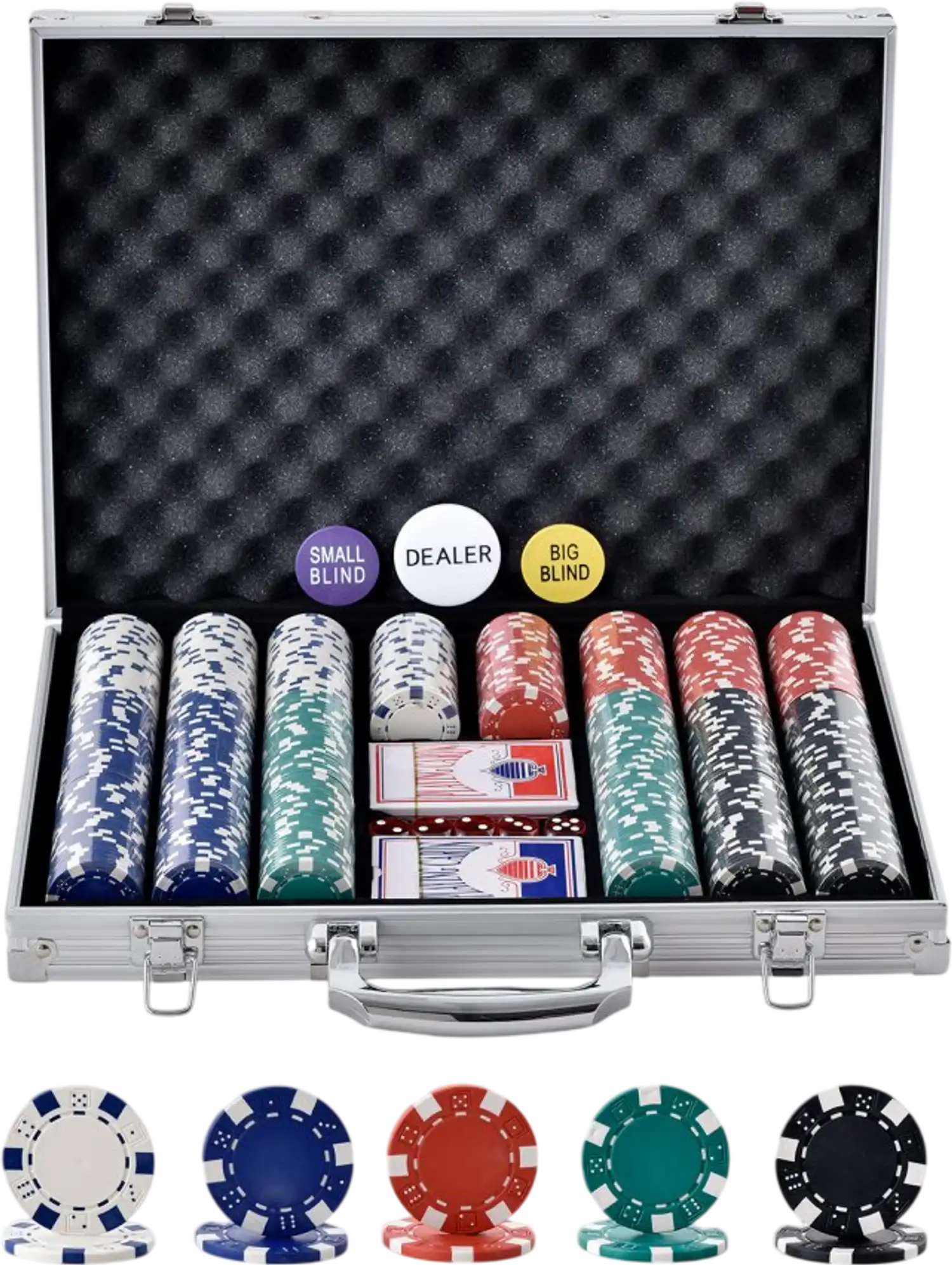 Vevor Poker Chip Set 500-Piece Complete Gaming Set with Aluminum Carrying Case New