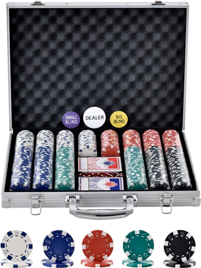 Vevor Poker Chip Set 500-Piece Complete Gaming Set with Aluminum Carrying Case New