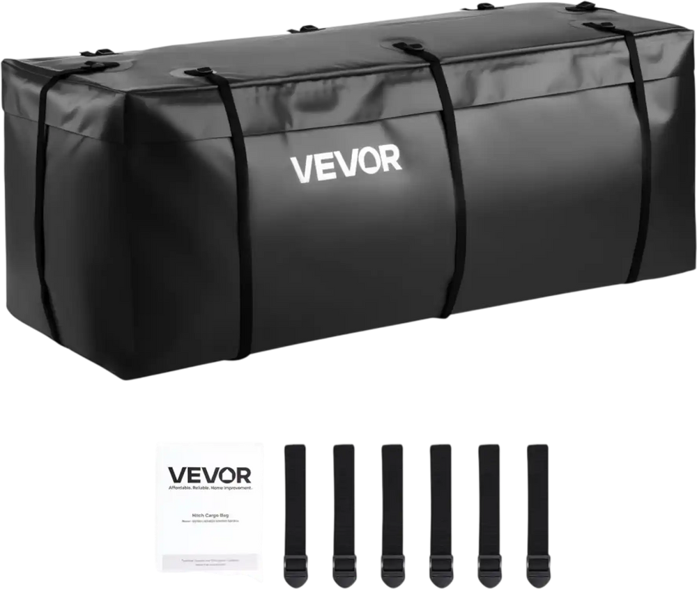 VEVOR Hitch Cargo Carrier Bag, Waterproof 840D PVC, 59.84 x 24.02 x 24.41 in (20 Cubic Feet), Heavy Duty Cargo Bag for Truck Bed Storage with 6 Reinforced Straps, Suitable for Car Vans Hitch Basket