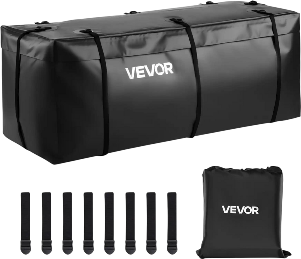 VEVOR Hitch Cargo Carrier Bag, Waterproof 840D PVC, 59.84 x 23.9 x 24.02 in (20 Cubic Feet), Heavy Duty Cargo Bag for Truck Bed Storage with 8 Reinforced Straps, Suitable for Car Vans Hitch Basket