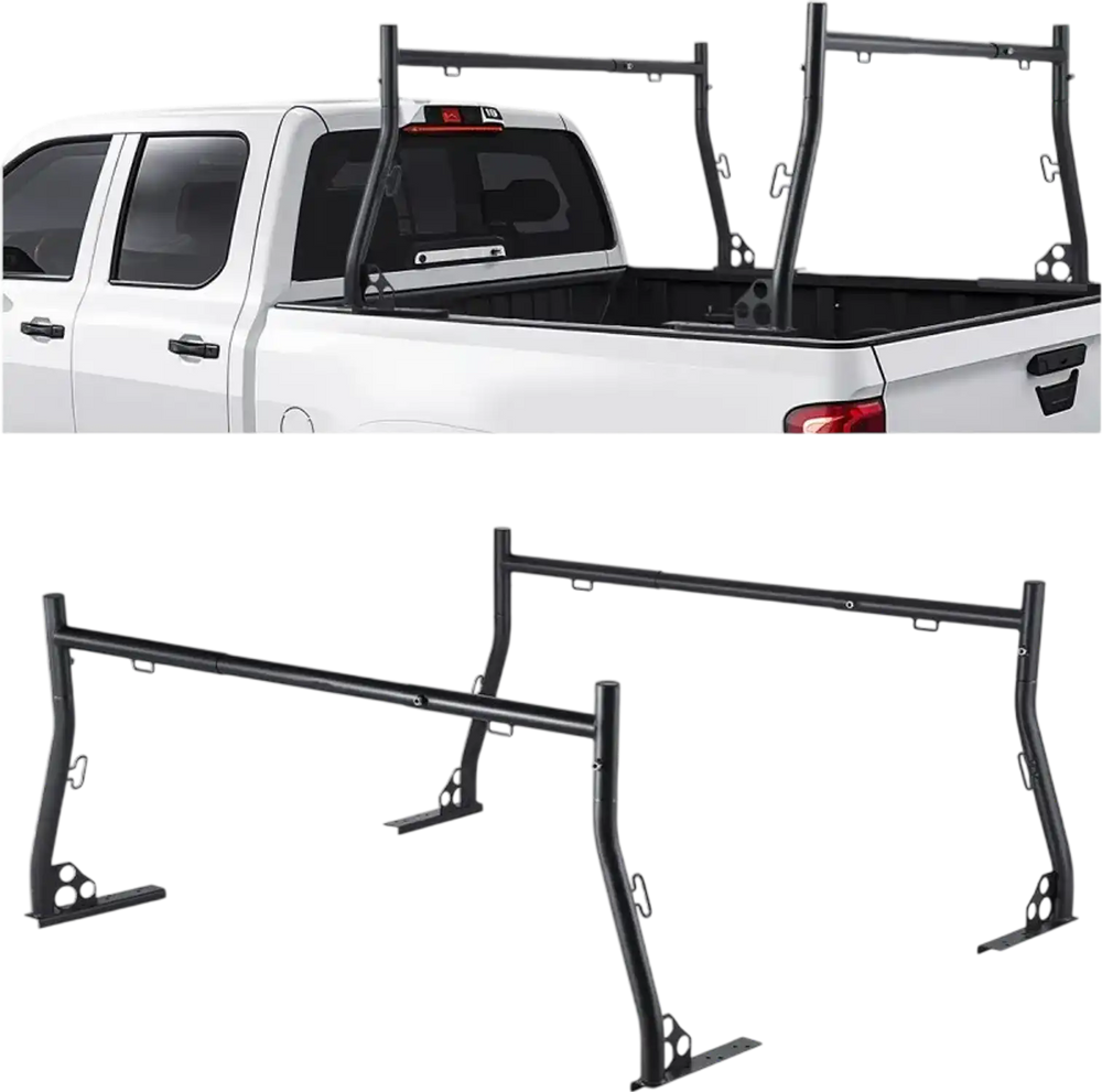 VEVOR Truck Ladder Rack, 49-73 in Width, Extendable Universal Cargo Rack, Heavy Duty Steel with 800 lbs Static Load Capacity, Ideal for Canoes, Surfboards, Ladders, Lumber, Tents, and Large Cargo
