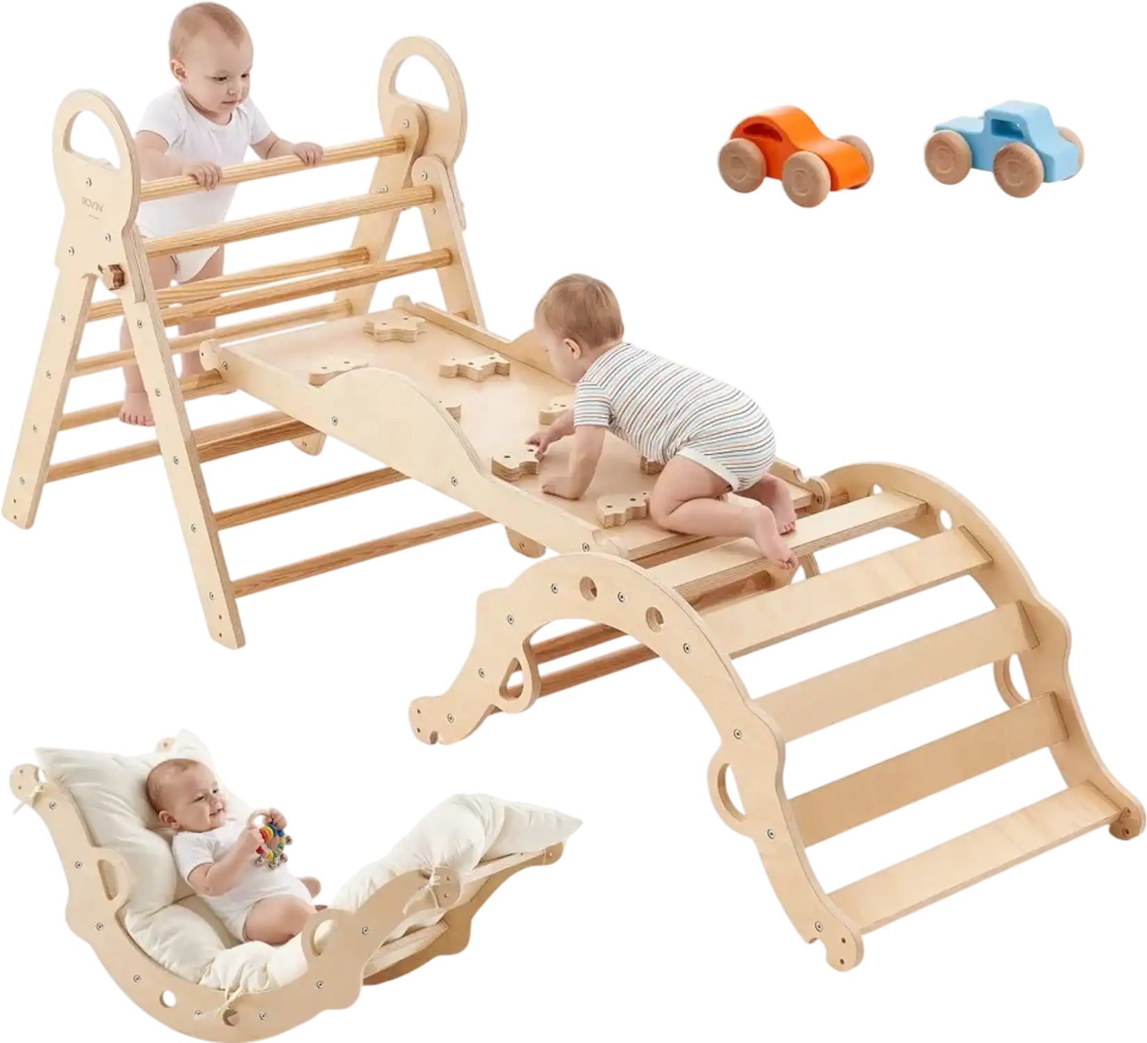Vevor Pikler Triangle Set 9-in-1 Foldable Montessori Climbing Toys New