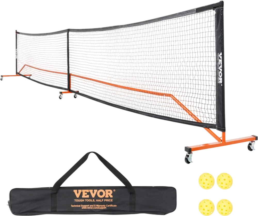 VEVOR Pickleball Net Set, 22FT Regulation Size Portable Pickleball System with Carrying Bag, Balls, and Wheels, Weather Resistant Steady Metal Frame & Strong PE Net, for Outdoor Backyard Driveway