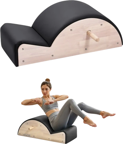 VEVOR Pilates Spine Corrector, Home Gym Yoga Pilates Accessory, Rubber Wood Fitness Training Tool, Arc Fitness Body Workout Equipment, for Spine Exercises, Balance, Core Strengthening, and Stretching