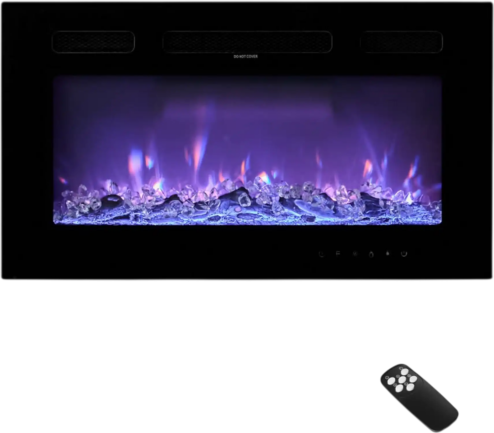 VEVOR 36 inch Electric Fireplace, Wall Mounted Recessed Fire Place with Remote Control, Timer, 1500W, Adjustable Flame Color Brightness, Touch Screen, Overheat Protection, for Living Room,Bedroom