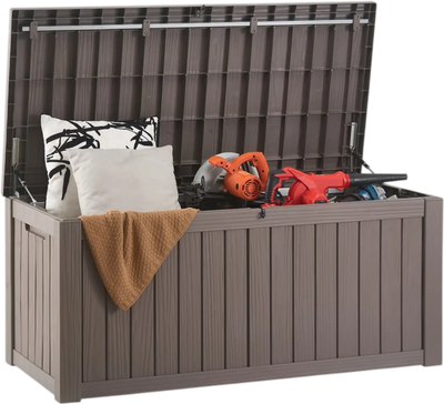 Vevor Outdoor Storage Box 120 Gallon Lockable Resin Deck Box Grey New