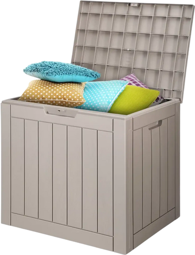 VEVOR Outdoor Storage Box, 31 Gallon Resin Deck Box, Backyard Outside Toy and Towel Storage Cabinet Waterproof, for Patio Furniture Cushions, Garden Tools, Pool Supplies & Package Delivery (Grey)