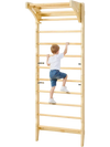 VEVOR Swedish Ladder Wall Gym, 2-in-1 10-Level Indoor Jungle Gym, 220LBS Loading Solid Wood Gymnastic Stall Bars for Kids & Adults, Indoor Playground Climbing Playset with Pull-Up Bar, Wall Ladder