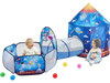 VEVOR 3 in 1 Kids Play Tent with Tunnel for Boys, Girls, Babies and Toddlers, Indoor/Outdoor Pop Up Playhouse with Carrying Bag & Banding Straps Birthday Gifts, Royal Blue Color Rocket Theme