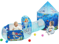 VEVOR 3 in 1 Kids Play Tent with Tunnel, Basketball Hoop for Boys, Girls, Babies and Toddlers, Indoor/Outdoor Pop Up Playhouse with Carrying Bag & Banding Straps Birthday Gifts, Blue Ocean
