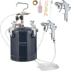 VEVOR Spray Paint Pressure Pot Tank, 10L/2.5gal Air Paint Pressure Pot, 1.5mm+4mm Two Nozzles Two Spray Paint Guns, 60PSI Max, for Industry Home Decor Architecture Construction Automotive Painting