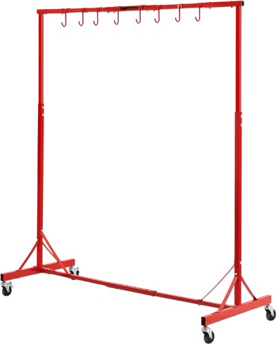 VEVOR Painting Rack, 1500 -2000 mm Adjustable Height, 66 lbs Capacity Automotive Paint Rack Stand, 8 Hooks Painting Drying Rack with 4 Swiveling Wheels, Auto Body Stand for Auto Repair Shops & Garage