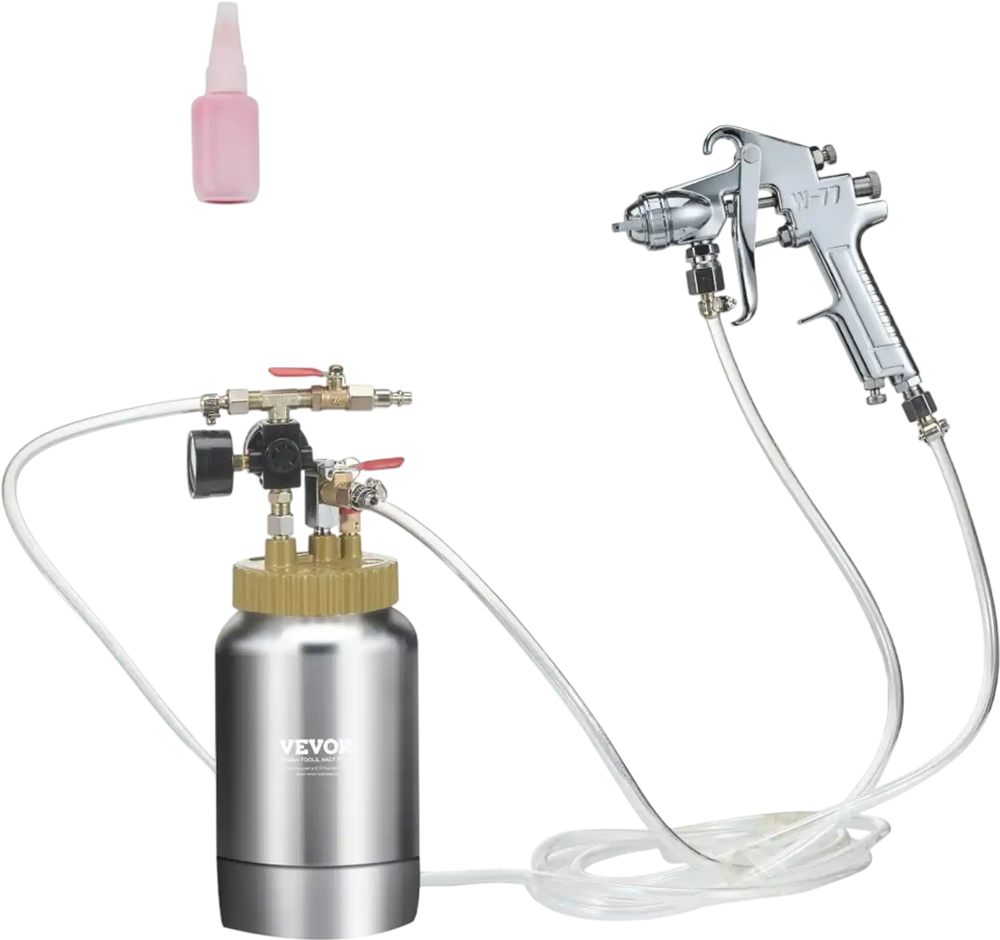 VEVOR 2L/0.5gal Spray Paint Pressure Pot Tank, Lightweight Air Paint Pressure Pot, 1.8mm Nozzle Spray Paint Gun 3m Hoses for Home Decoration Architecture Construction Automotive Painting, 45PSI Max