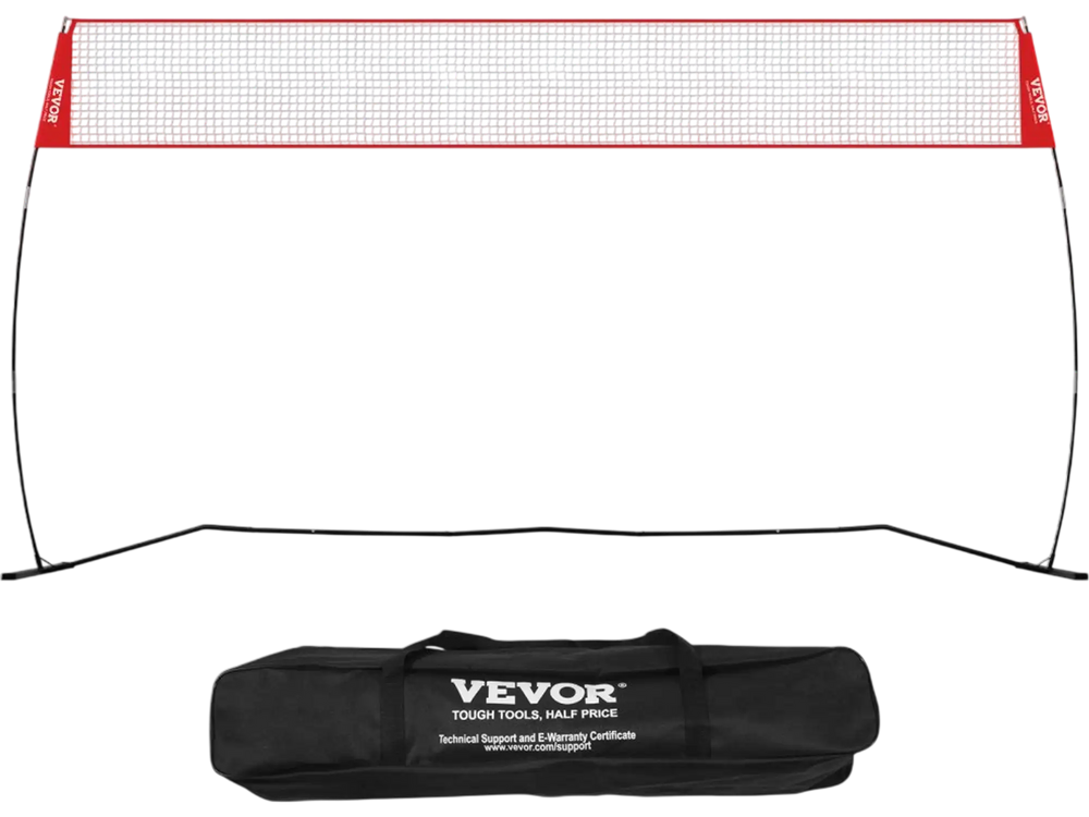 VEVOR Freestanding Volleyball Training Net for Indoor or Outdoor Use, Adjustable Height Portable Net System with Carrying Bag, Professional Volleyball Practice Trainer for Hitting or Serving Drills