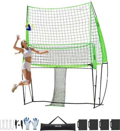 Vevor Volleyball Training Net Adjustable Practice Equipment with Ball Return 8' x 11' New