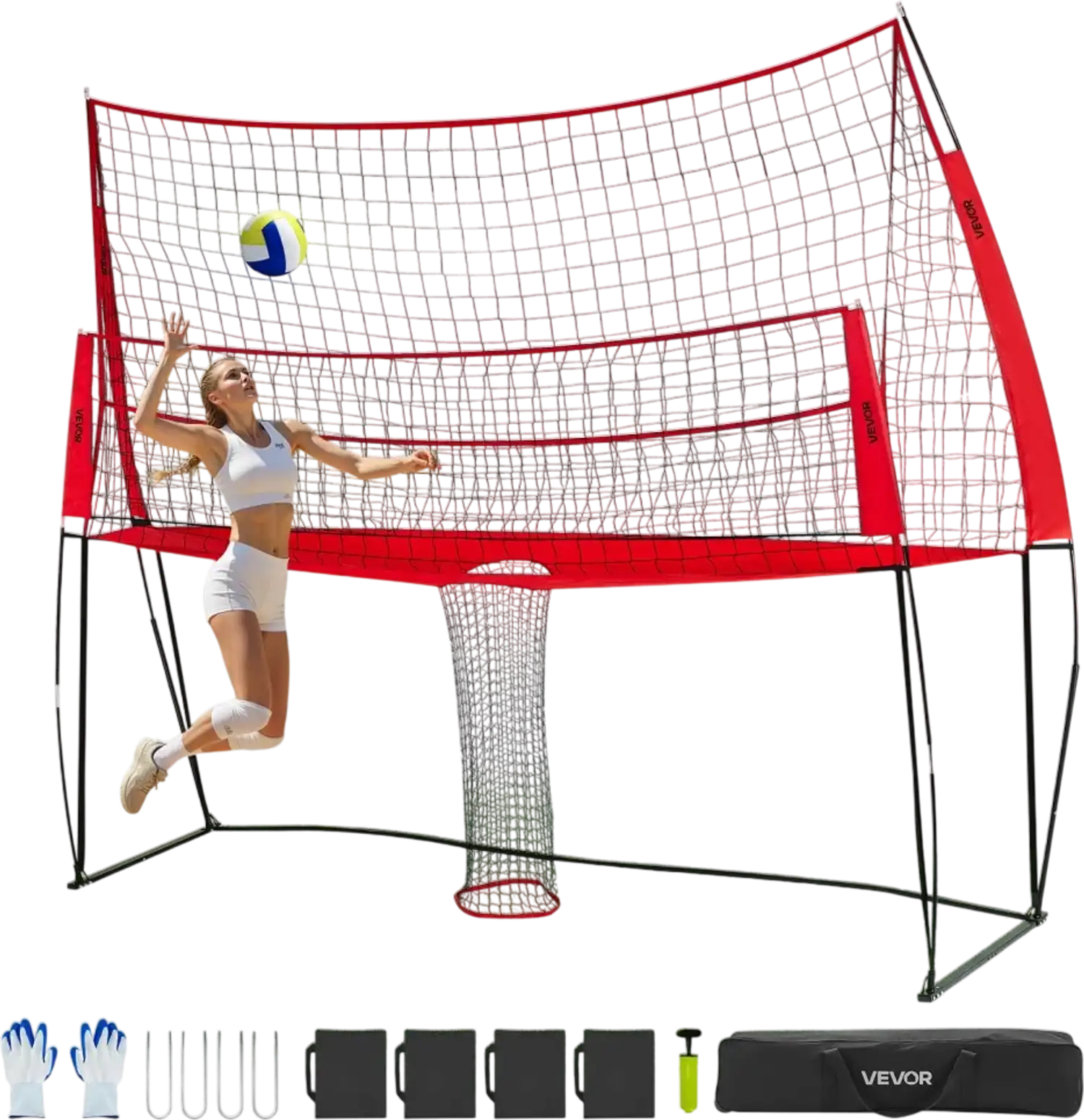 Vevor Volleyball Training Net 2-in-1 Adjustable Practice Equipment New