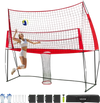 VEVOR 2-in-1 Volleyball Training Net System, Freely Height-Adjustable Practice Equipment with Ball Return, Portable Net Station, Easy Setup for Backyard Indoor Outdoor Serving Spiking Improve Accuracy