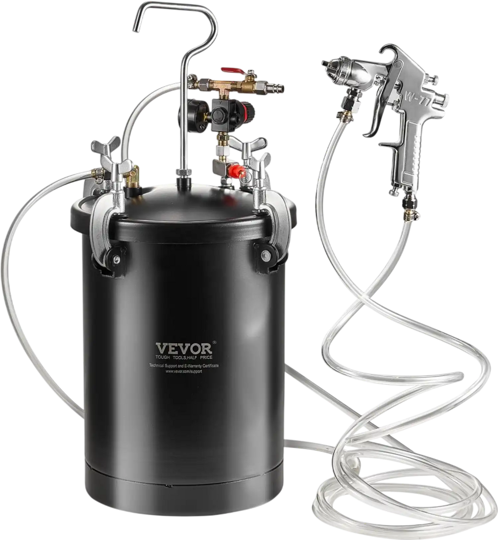 VEVOR Spray Paint Pressure Pot, 15L/3.75gal Pressure Pot Tank, 60 psi Adjustale Pressure, Steel Pressure Pot Paint Tank with Spray Gun, Hoses, Pressure Gauge, for Home Decor and Industry Painting
