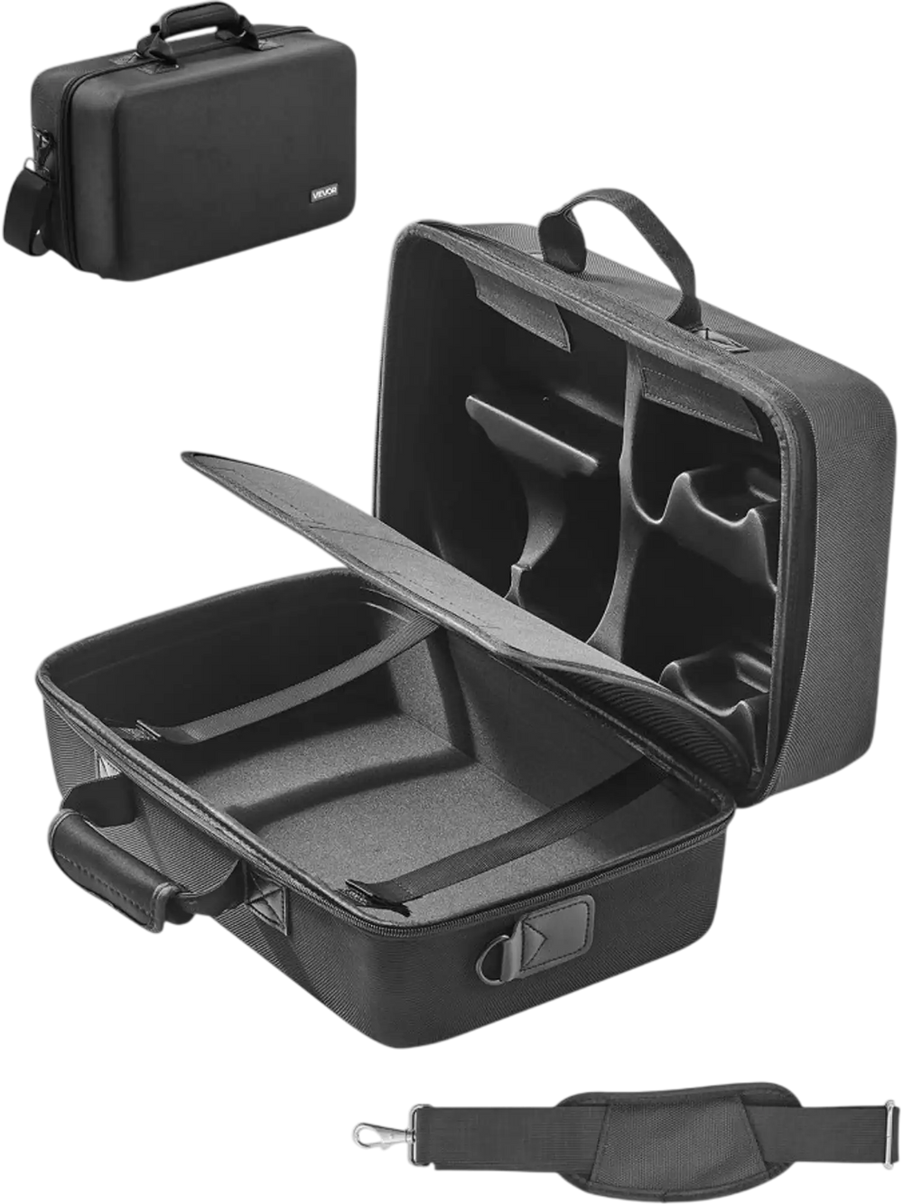 VEVOR PS5 Carrying Case, Travel Bag for Playstation 5 Shockproof EVA, Soft Interior Lining & Padded Dividers for Extra Protection, Spacious Design with Carry Handle for Storage, Home & Party