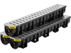 VEVOR Trench Drain System, Channel Drain with Metal Grate, 5.9x5.1-Inch HDPE Drainage Trench, Black Plastic Garage Floor Drain, 3x39 Trench Drain Grate, with 3 End Caps, for Garden, Driveway-3 Pack