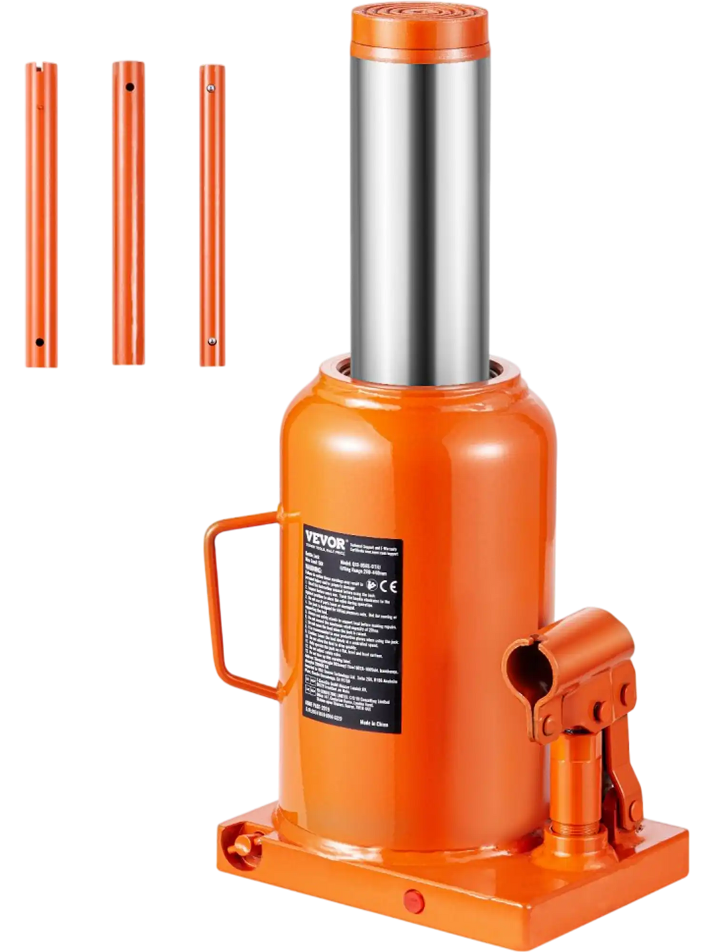 VEVOR Hydraulic Bottle Jack, 50 Ton/110231 lbs Welded Bottle Jack with 11''-17.32'' Lifting Range & 3-Section Long Handle, for Car, Pickup, Truck, RV, Auto Repair, Industrial Engineering