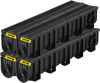 VEVOR Trench Drain System, Channel Drain with Plastic Grate, 5.9x7.5-Inch HDPE Drainage Trench, Black Plastic Garage Floor Drain, 4x39 Trench Drain Grate, with 4 End Caps, for Garden, Driveway-4 Pack