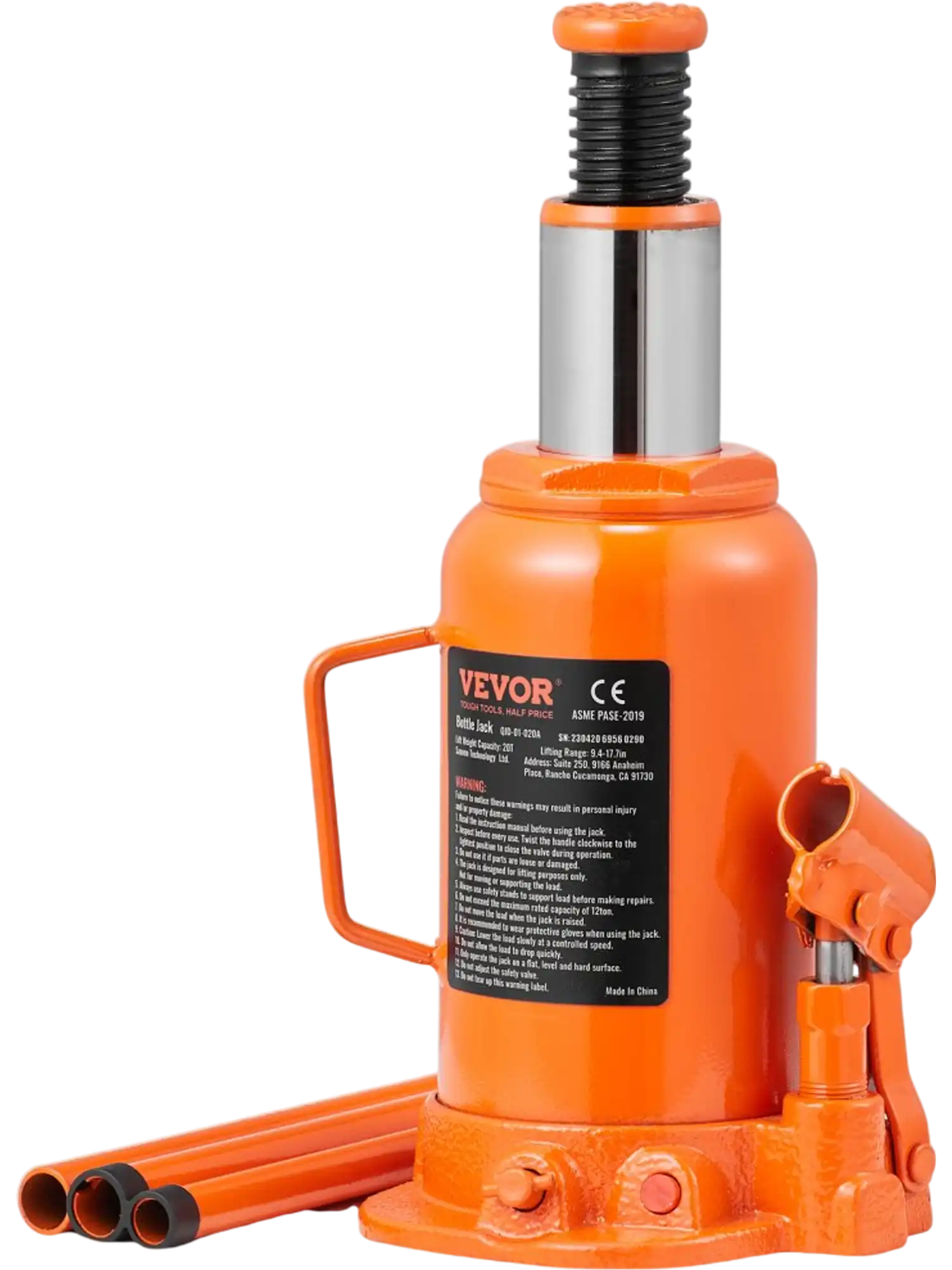 Vevor Bottle Jack 20-Ton Hydraulic All-Welded 9.4-17.7