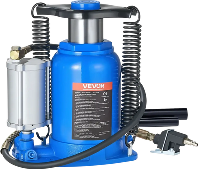 VEVOR Air Hydraulic Bottle Jack, 32 Ton (70546.9 lbs) Capacity, 10-16.3 Inch Lifting Range, Pneumatic/Manual Heavy Duty Welded Bottle Jack with Pump for Car, SUV, Pickup, Truck, RV, Auto Repair, Blue