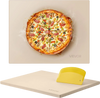 VEVOR Pizza Stone, 15 x 12 in Rectangular Cordierite Pizza Stone, Extra Large Baking-Stone with Scraper, 0.6 in Thick Heat-Resistant Cordierite, for Kitchen Oven, Baking Bread & Pizzas, BBQ Grilling