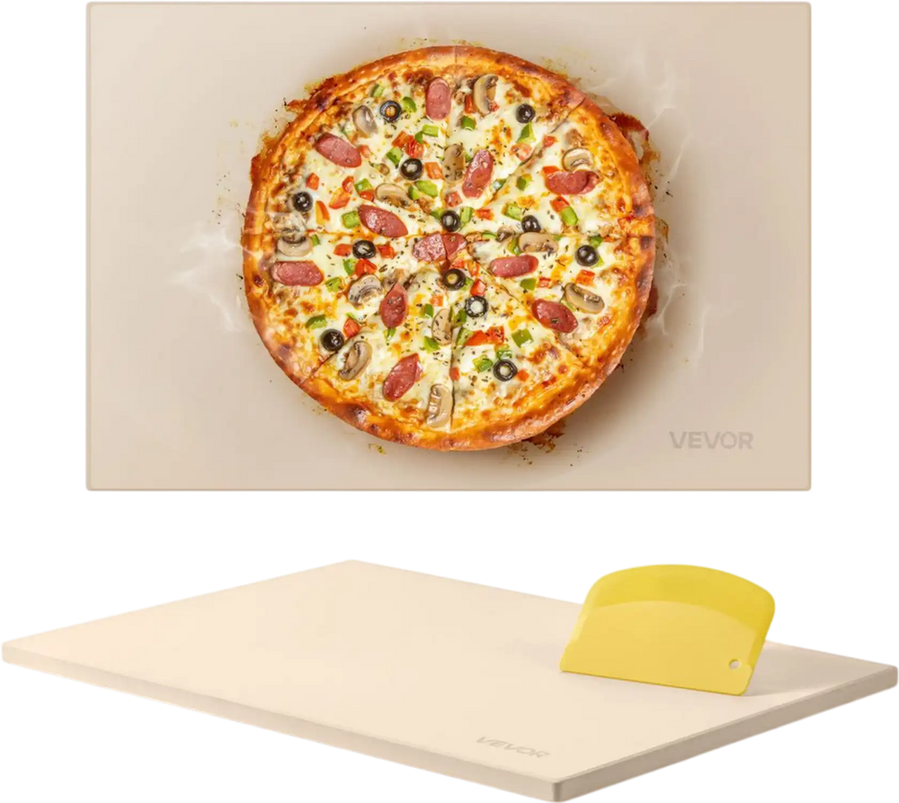 VEVOR Pizza Stone, 20 x 14 x 0.67 in Rectangular Pizza Stone, Extra Large Baking-Stone with Scraper, 1450℉ Heat-Resistant Cordierite, for Oven, BBQ Griller, Baking Bread & Pizza