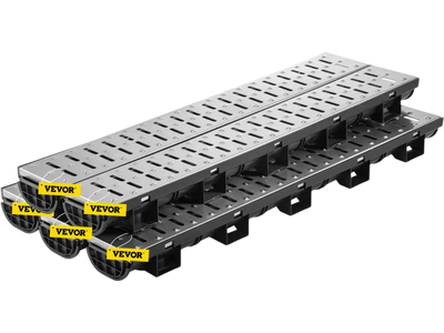 Vevor Trench Drain System Driveway Channel Drain Kit with Metal Grate 5 Pack New
