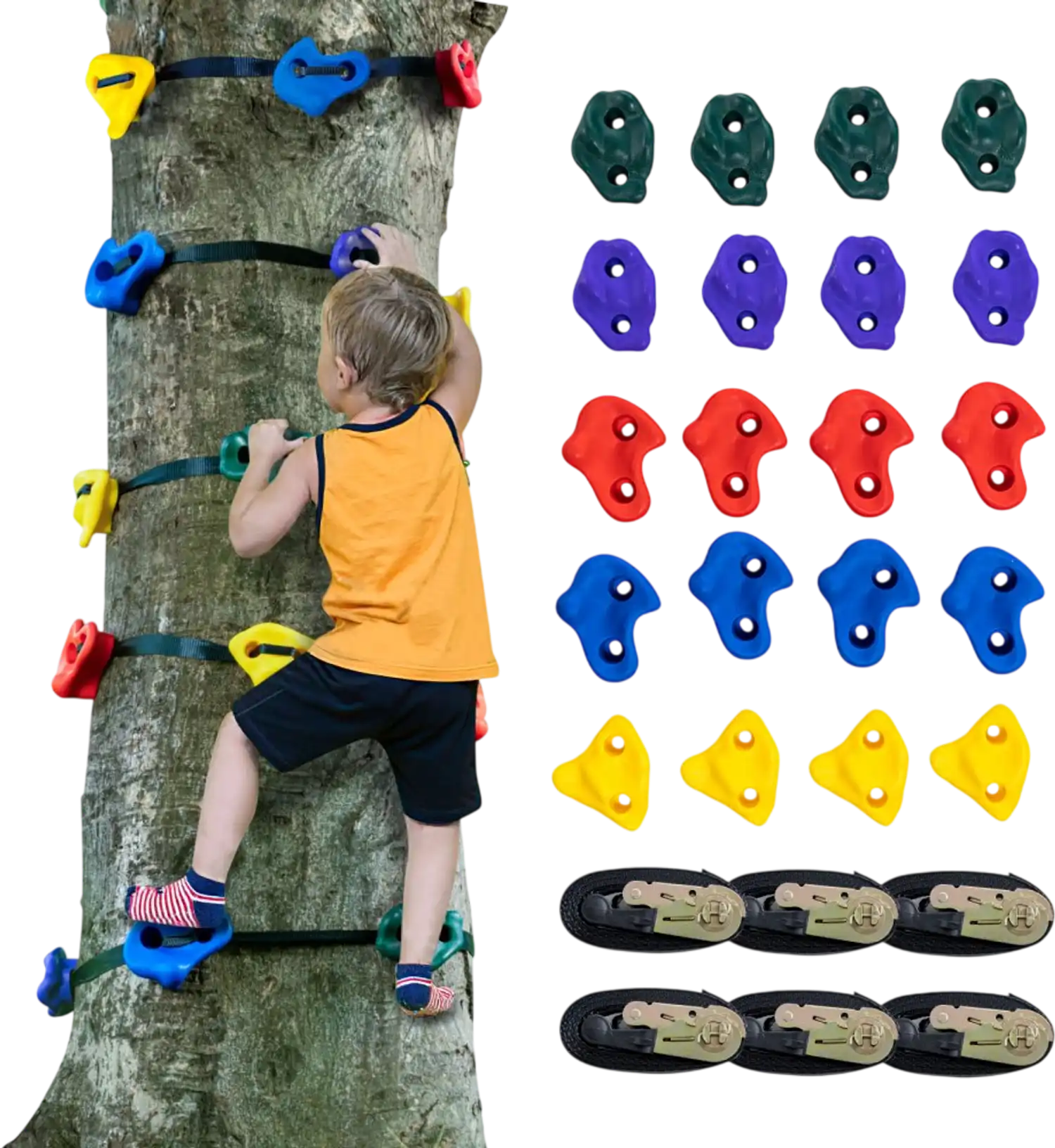 Vevor Tree Climbing Kit Ninja Tree Climbing Holds with 6 Ratchet Straps New