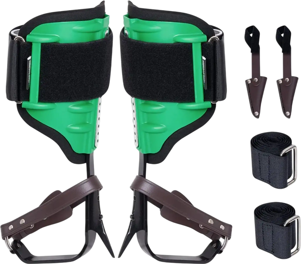 VEVOR Tree Climbing Spikes, 1 Pair Alloy Steel Climbing Spurs, 350lbs Load Capacity Tree Climbing Gear with Straps and Spike Protectors, Arborist Equipment for Climbers, Hunting, Fruit Picking, Green