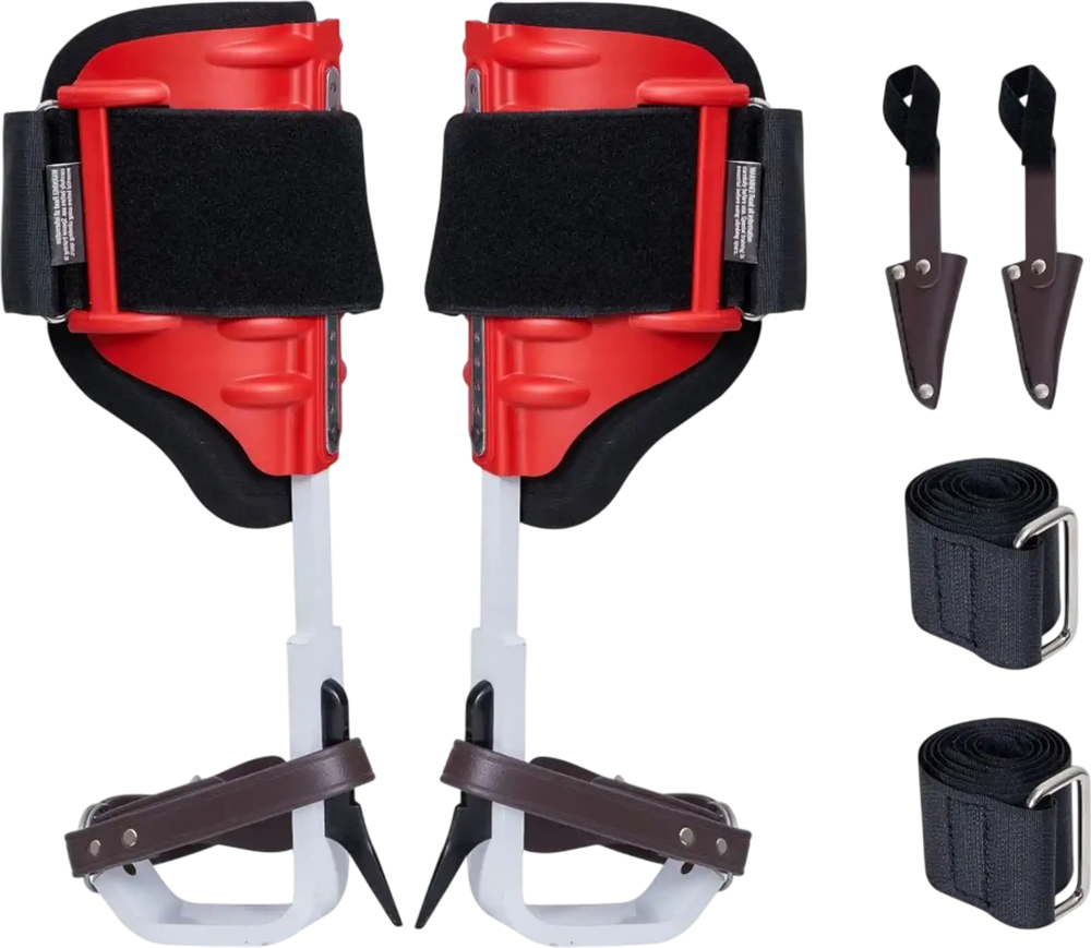 VEVOR Tree Climbing Spikes, 1 Pair Aluminum Climbing Spurs, 350lbs Load Capacity Tree Climbing Gear with Straps and Spike Protectors, Arborist Equipment for Climbers, Hunting, Fruit Picking, Red