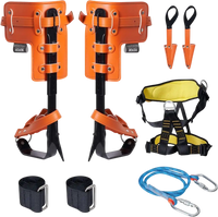VEVOR Tree Climbing Spikes Set, 1 Pair Alloy Steel Climbing Spurs with Safety Rope and Safety Harness, 350lbs Load Capacity Tree Climbing Gear, Arborist Equipment for Climbers, Fruit Picking, Orange