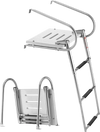 VEVOR Boat Ladder, 3 Steps, Stainless Steel Telescoping Folding Swim Deck Ladder for Rear Entry Inboard, 400 lbs Capacity with Wide Anti-Slip Steps & Handrails, for Outboards, Yacht, Pontoon Boats