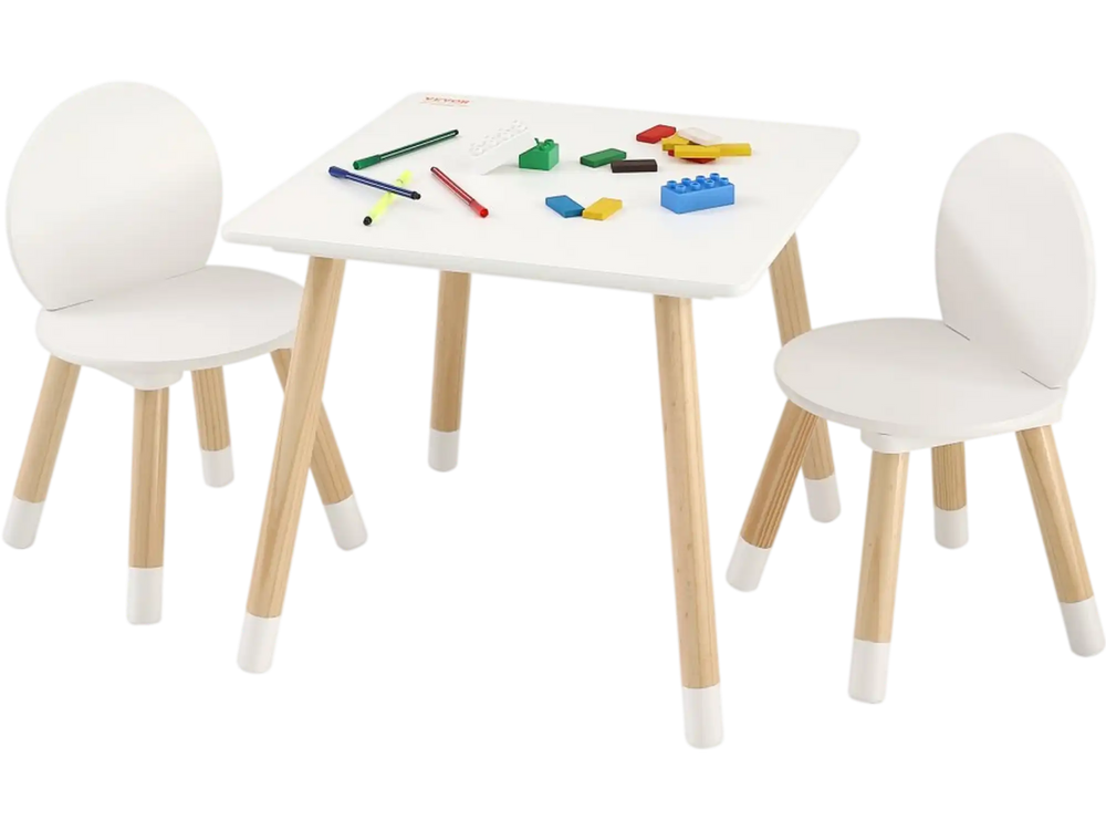 VEVOR Kids Table and 2 Chairs Set, Toddler Table and Chair Set, Children Multi-Activity Table for Art, Craft, Reading, Learning, 1 Table and 2 Chairs