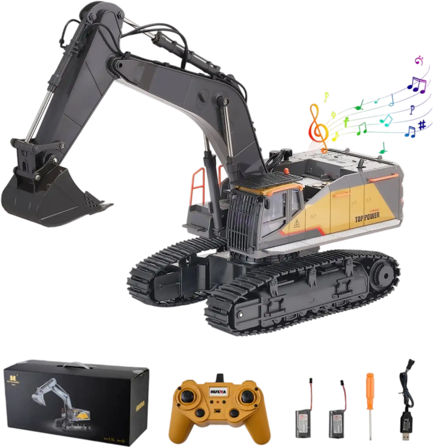 Vevor Remote Control Excavator Toy 1:14 Scale 22-Channel RC Digger with Metal Shovel New